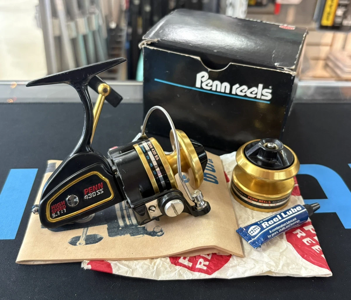 PENN 430 SS Vintage Spinning Reel with Box, Manual & EXTRA SPOOL
