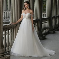 Sweetheart Wedding Dress Boho A Line Plus Size Off The Shoulder Lace Bride Gown