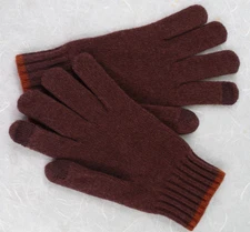 NEW J. CREW MEN'S KNIT GLOVES LAMBSWOOL BLEND TECH FRIENDLY FINGERTIPS BROWN