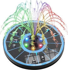 Upgraded Solar Fountain Pump with 2000mAh Battery & 7 Nozzles for Outdoor Use