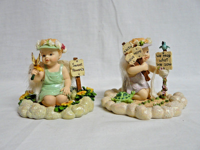 Lot of 2 - 1998 The Hamilton Collection ''LITTLE MESSENGERS'' Angels Figurines