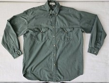 Vintage 90s Guess Jeans Green Button Up Shirt Mens M 100 Cotton Hong Kong