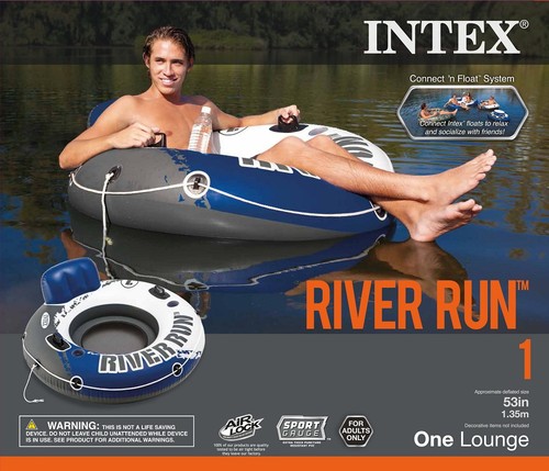 Paquete de 4 tubos de lago flotantes Intex River Run 1 azul inflables de 53 pulgadas - Imagen 3 de 5