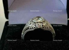 2.00 CT Round Cut Moissanite Vintage  Art Deco Wedding Ring 925 Sterling Silver