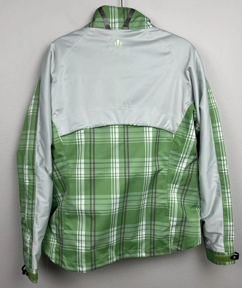 Chaqueta cortavientos para mujer Sunice Typhoon verde a cuadros cremallera bolsillos ventilados M Foto 2 de 4