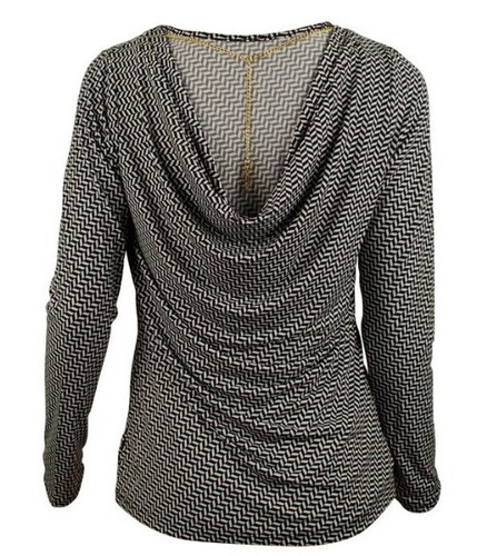 MICHAEL KORS Navy White Herringbone BLOUSE TOP SHIRT SZ Medium $89 - Picture 2 of 5