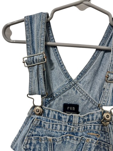 Vintage Gap Kids XXS Distressed Carpenter Denim Bib Overall 100% Cotton Wide Leg - Picture 8 of 8