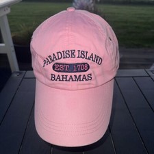 Paradise Island EST 1708 Pink Hat Navy Blue Strap Buckle Anvil Brand
