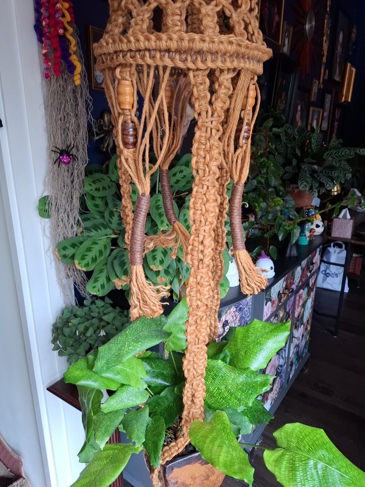 very large boho chunky heavy duty handmade vintage 60s 70s macrame