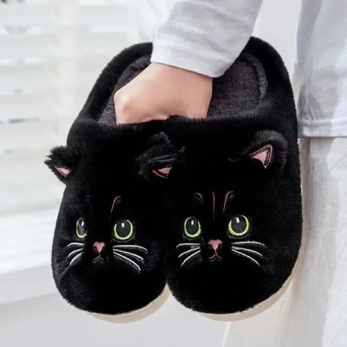 Winter Home Slippers Shoes Cute Cartoon Slipper Warm Plush Slides Non-Slip Floor