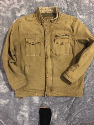 Levis Trucker Jacket Insulated Size 2XL Khaki Zipper Button RN