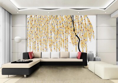 3D Yellow Branch ZHUA28717 Wallpaper Wall Murals Removable Self-adhesive Ann
