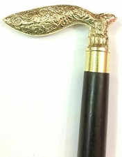 Antique brass golden head handle black wooden cane walking stick 37" gift