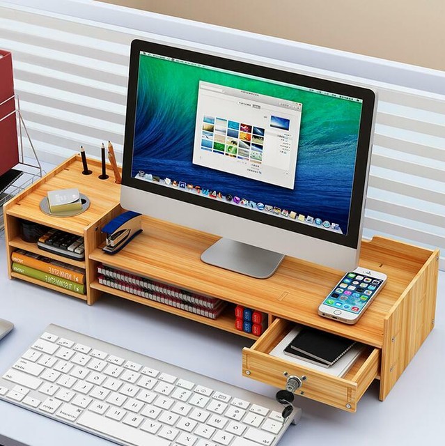 Nadamoo Office Supplies Diy Wood Computer Monitor Stand Riser 2