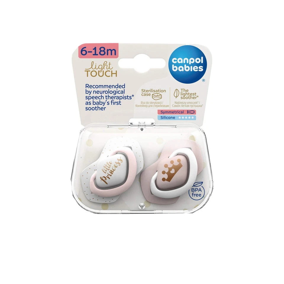 Canpol Set Silikon Symmetrische Schnuller 6-18 Royal Baby 2 Teile Rosa
