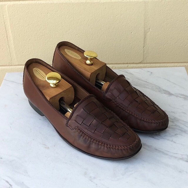 Cole Haan BRAGANO Basket Weave Leather Loafer Men 10 M Black Brown Slip-On ITALY Bragano Cole Haan | eBay main image 2