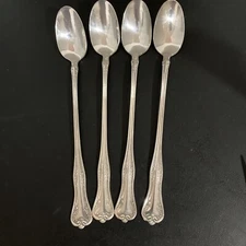 National Silver Co. Queen Elizabeth Iced Tea Spoons Silverplate no Monogram (4)