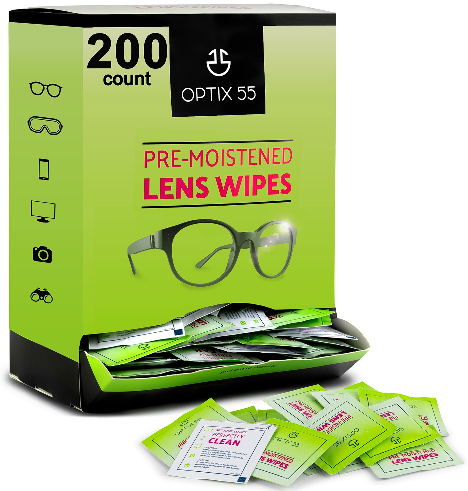 Eyeglass Cleaner Lens Wipes- 200 Pre-Moistened Individual Wrapped Eye Glasses...
