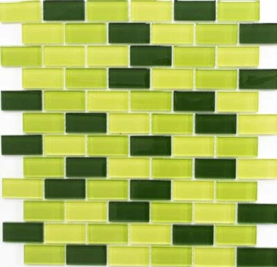 Mosaïque De Verre Vert Vert Clair Vert Foncé Effet Mur 76-0506_b | 1 Tapis - Photo 1/2