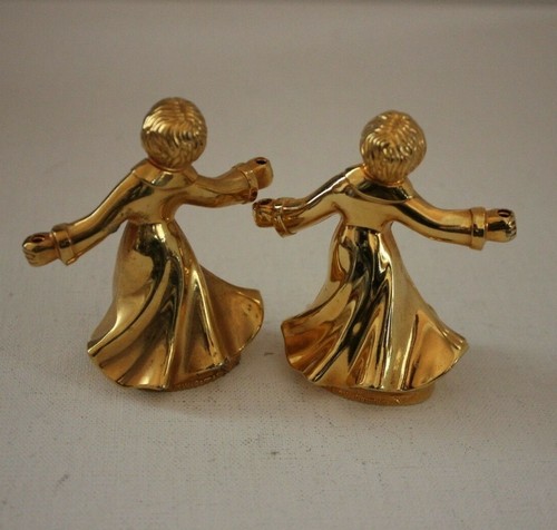 Servietten deko Messing 279g vergoldet 2 Kinder Engel Tischdeko alt vintage - Picture 2 of 4