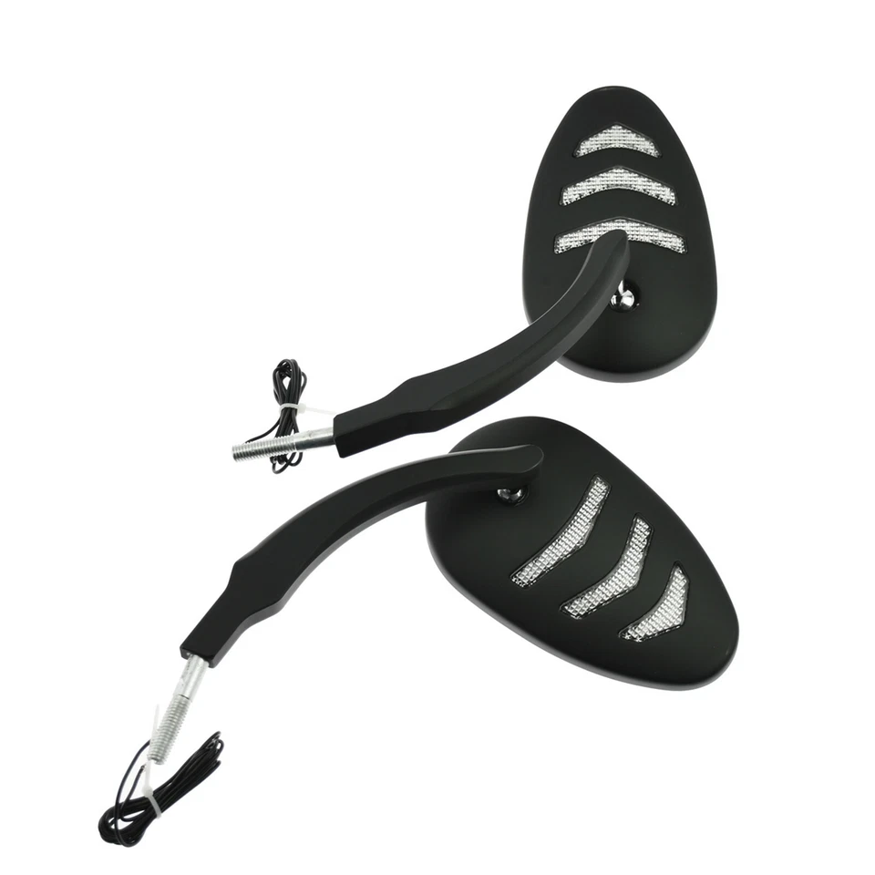 Rétroviseur latéral de moto 8mm Noir La Flèche LED pour Harley Sportster XL Dyna - Photo 2/4