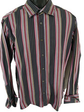 Ted Baker Men's Shirt Size 5 Stripe French Cuff Long Sleeve Button Front Cotton