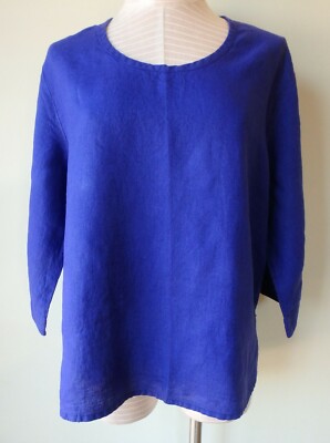 FLAX Designs Linen Shirt    L   NWT 3/4 Sleeve  Pullover  VIOLA