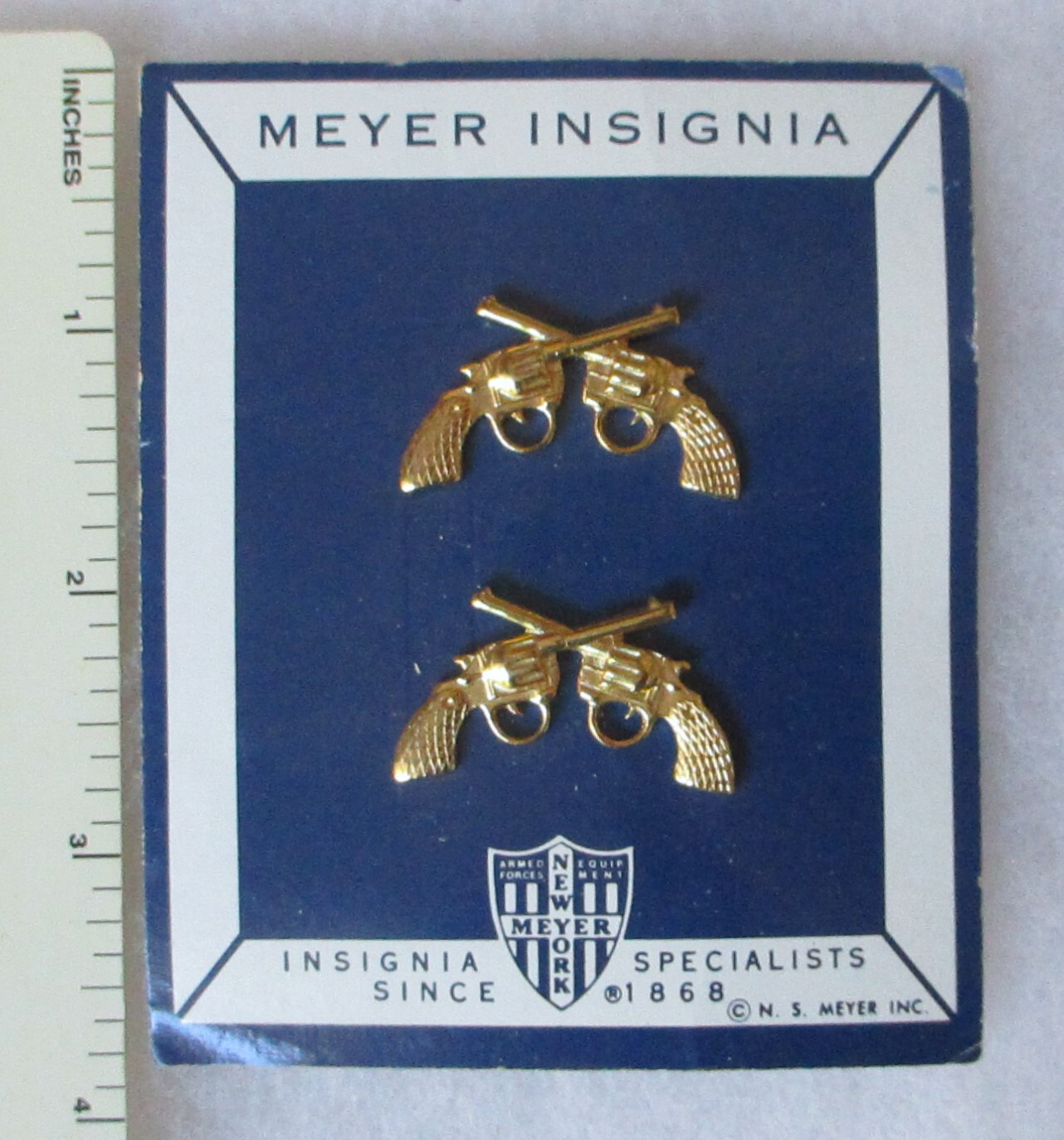 Vintage Pair LATIN AMERICAN POLICE COLLAR PIN Insignia N.S. Meyer Inc Made
