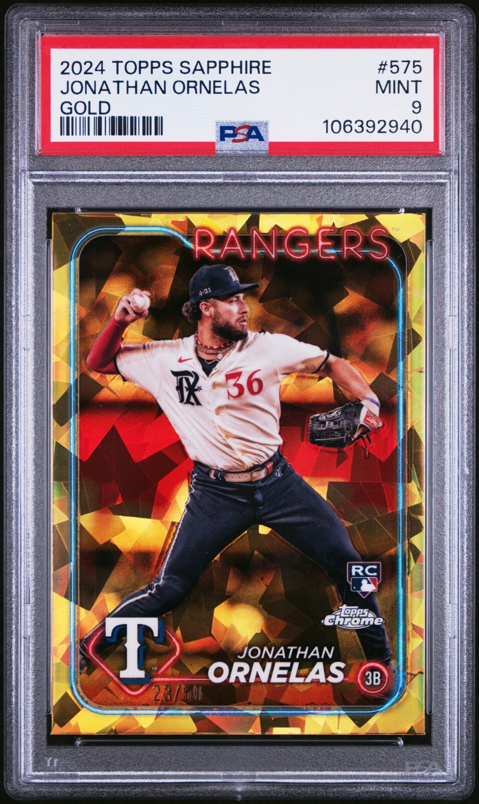 2024 Topps Chrome Sapphire Jonathan Ornelas Gold /50 #575 Rookie RC PSA 9 Mint