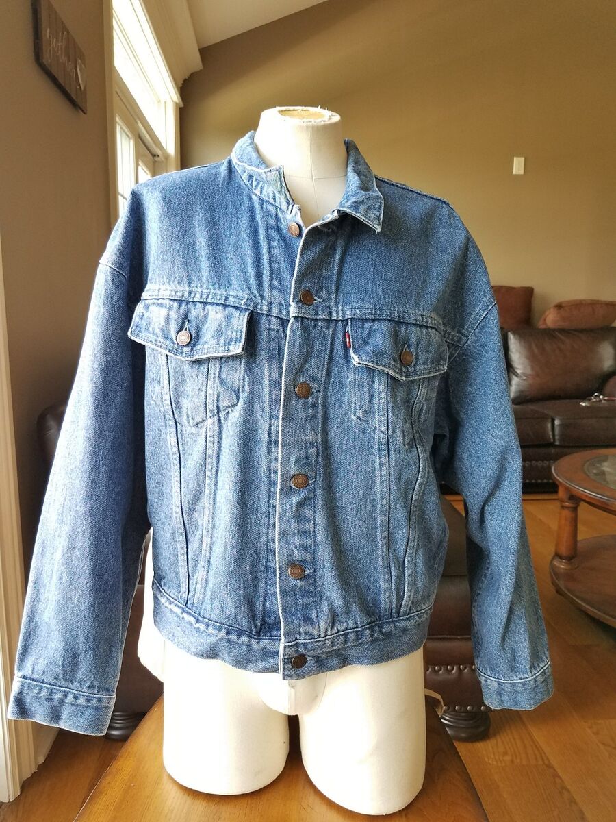 Levi's Denim Jean Jacket Men's Red Tab Distressed Wash 70598 Levi's Denim Jean Jacket Men's Red Tab Distressed Wash 70598