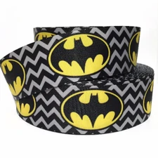 GROSGRAIN RIBBON 5/8", 7/8", 1.5", 3" Batman Chevron Hero Printed COMBINE SHIP