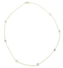 Blue Topaz 16 Inches Necklace,14k Yellow Gold Chain