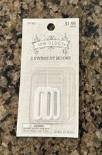Sew Ology 2 Swimsuit Hooks 3/4" 1.9 cm WHITE Metal