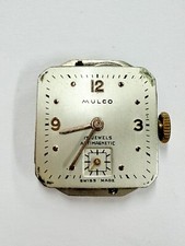 Movimiento Reloj Pulsera Mulco Vintage Hecho en Suiza Cuerda Manual 17J