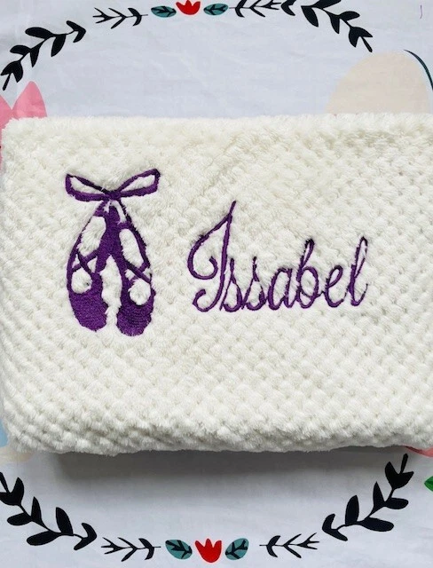 Personalised Embroidered Ballerina Shoes baby blanket|Baby shower gift - Image 2 of 4