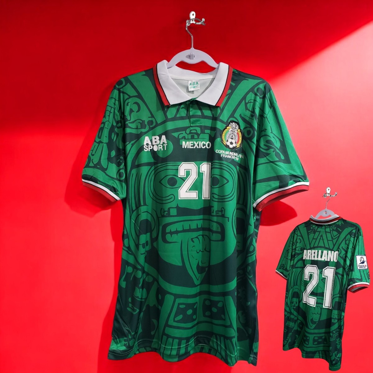 Mexico World Cup 98 Home Green ARRELLANO 21 Soccer Large
