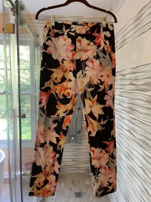 Zara Basic Collection Floral Trousers/Pants, US 4/Euro 36 Made in Spain