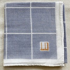 dunhill VTG Handkerchief Cotton Blue Pin Check Pattern Classic Pocket Square 18"