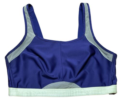 Wacoal 852218 sports Bra 34DDD sapphire blue & yellow back closure wire free - Picture 1 of 4