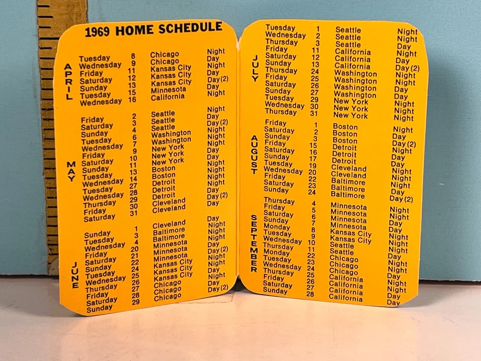 1969 Oakland Athletics Baseball Schedule UC Bank🔥 - Image 2 of 2