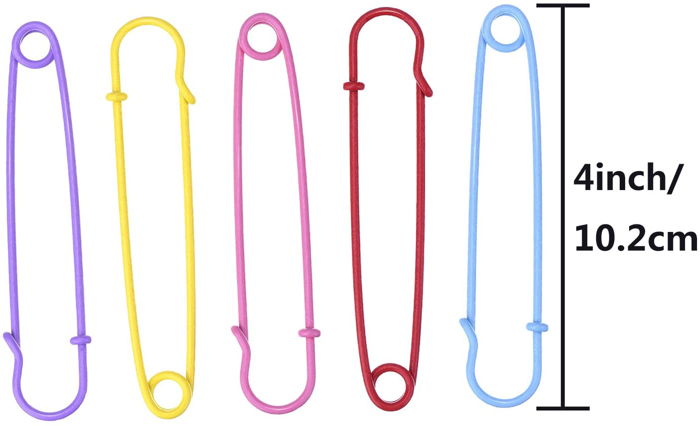 Outus Steel Safety Pins Blanket Pins 4 Inch Extra Large, 5 Colors 10