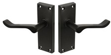 Victorian Scroll Matt black internal door handles set 120x42mm