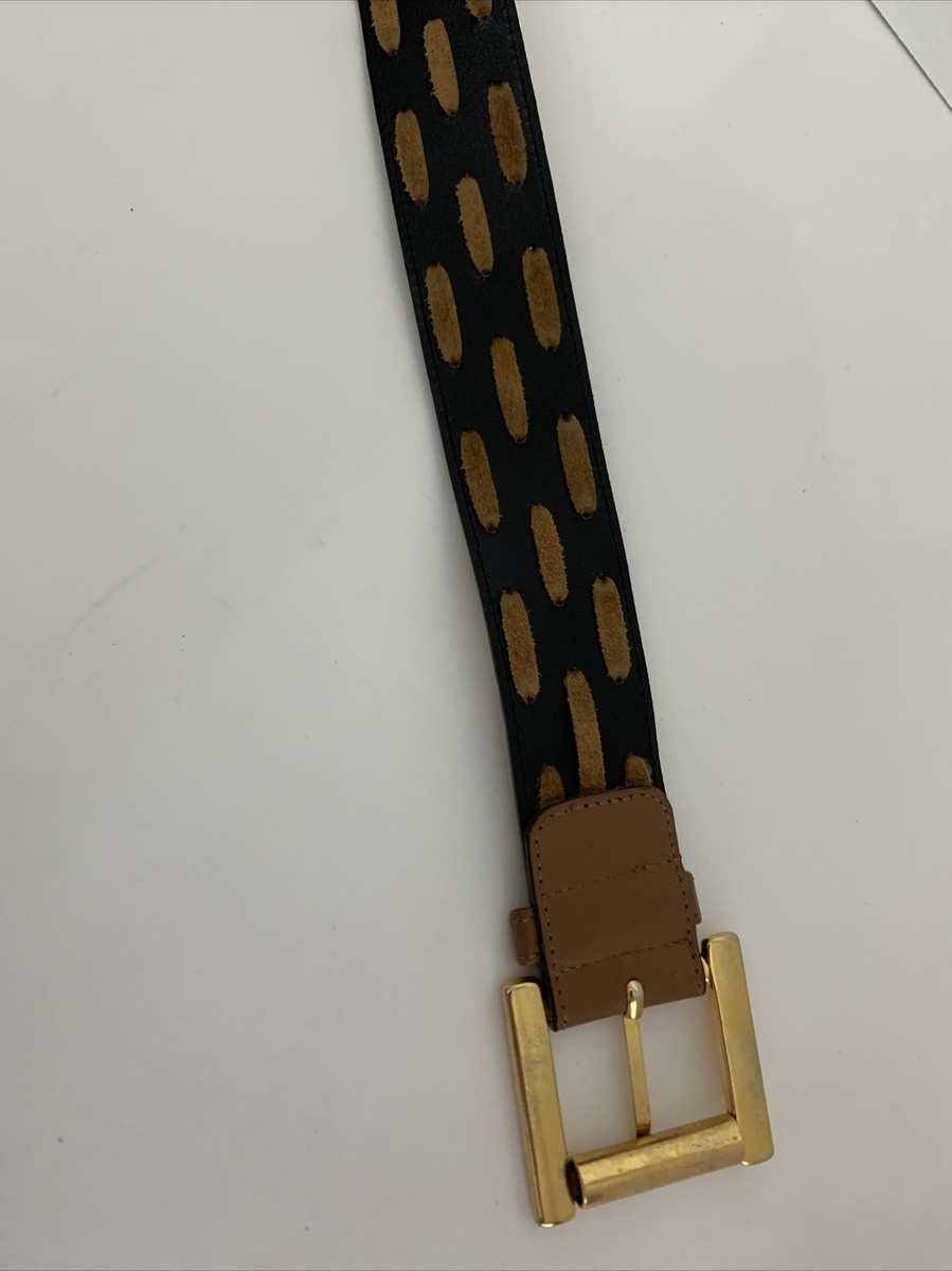 Escape Brown Leather Statement Belt Gold Studs Germany size  display picture 1