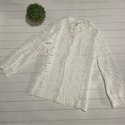 NWT Boutique See Through Lace Ling Sleeve Overlay Layering Top Women s Small