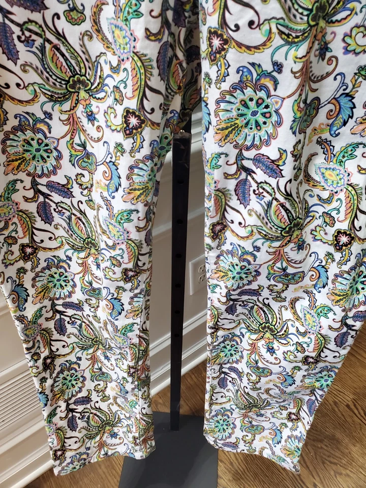 Jessica London Women's White Floral Cotton Mid Rise Skinny Legs Pants Size 22W - Image 3 of 4