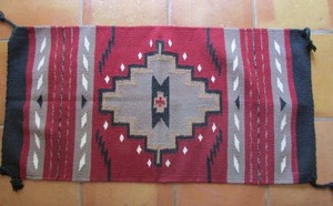 Native Wool Navajo Inspired Southwest Indian Designed  20" by 40"  Style Rug!