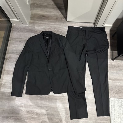 RAF SIMONS SUIT ONE BUTTON BLAZER AND PANTS SIZE 54 BLACK SPRING/SUMMER 08