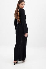 NA-KD Women’s Black Open Back Lace Detail Knitted Maxi Dress Size Small