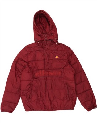 Ellesse Womens Hooded Padded Anorak Jacket UK 18 XL Burgundy Polyester EB44