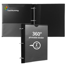 360 Degree Pivotable Binder, Upgraded 3 Ring Binder 1 inch, Flexible Binders 3 R